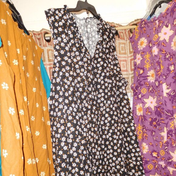 Sonoma Dresses & Skirts - NWT 4X SONOMA OVERHEAD BLACK FLORAL PRINT RAYON LINEN BLEND DRESS SLEEVELESS